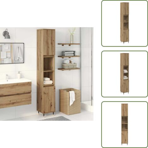 Armadio in legno multistrato - vidaXL Armadietto Bagno Rovere 30x30x190 cm Legno Multistrato - Armadio in rovere