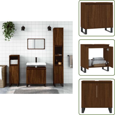 Armadio in legno multistrato - vidaXL Armadietto Bagno Rovere Marrone 58x33x60cm in Legno Multistrato - Armadio in legno marrone