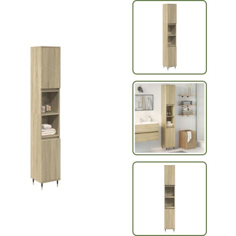 Armadio in legno multistrato - vidaXL Armadietto da Bagno Rovere Sonoma 30x30x190cm Legno Multistrato - Armadio in rovere