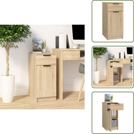 Armadio in legno multistrato - vidaXL Armadietto da Scrivania Rovere Sonoma 33,5x50x75 cm Legno - Armadio in rovere