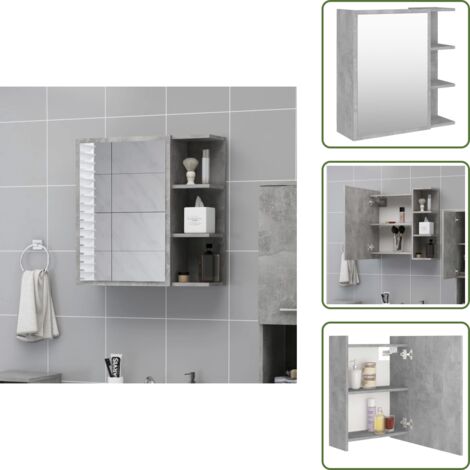 Armadio in legno multistrato - vidaXL Mobile Bagno Specchio Grigio Cemento 62,5x20,5x64cm Multistrato - Armadio in acrilico