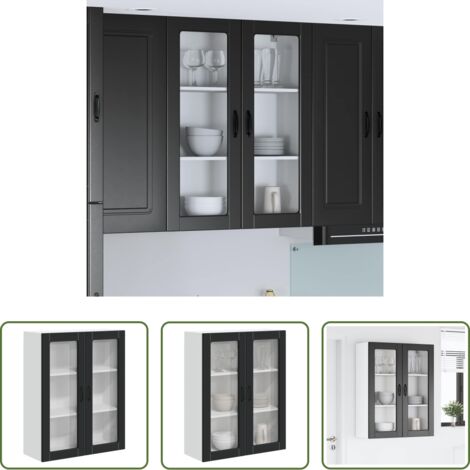 Armadio in legno -  Pensile cucina Nero 80 x 31 x 100 cm Legno multistrato