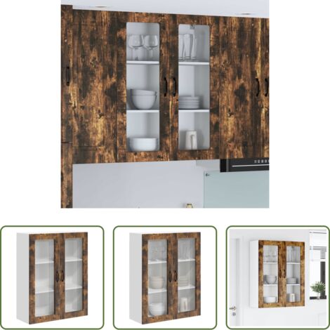 Armadio in legno -  Pensile cucina Rovere fumé 80 x 31 x 100 cm Legno multistrato