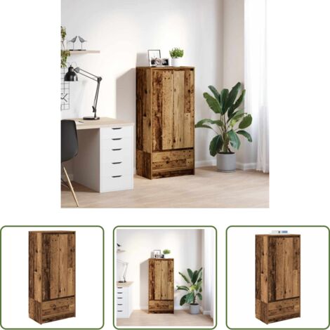 Armadio in legno tecnico -  Armadio con Cassetto Legno Antico 55,5x34x119,5 cm Truciolato