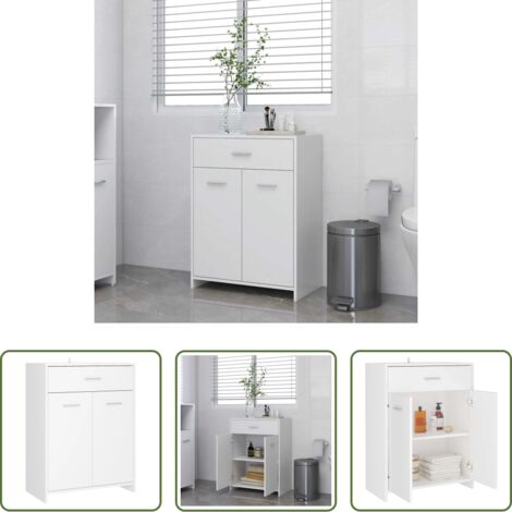 Armadio in legno tecnico -  Armadio da Bagno Bianco 60x33x80 cm in Legno tecnico