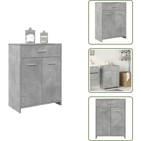 Armadio in legno tecnico - vidaXL Mobile da Bagno Grigio Cemento 60x33x80 cm in Legno tecnico - Armadio grigio cemento