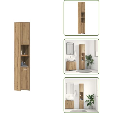 Armadio in legno tecnico - vidaXL Mobile da Bagno Rovere Artigianale 30x30x183,5 cm in tecnico - Armadio rovere artigianale