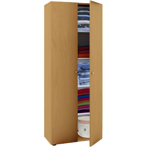 Armadio in legno VCM  5 scomparti  dimensioni ca. B. 70 x A. 178 x T. 40 cm  2 porte girevoli  espandibile  Armadio - Vandol (Faggio)