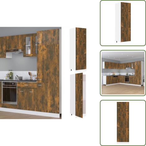 Armadio in legno - vidaXL Armadio per Frigo “Lyon” Rovere Fumo 60x57x207 cm - Armadio con ripiani