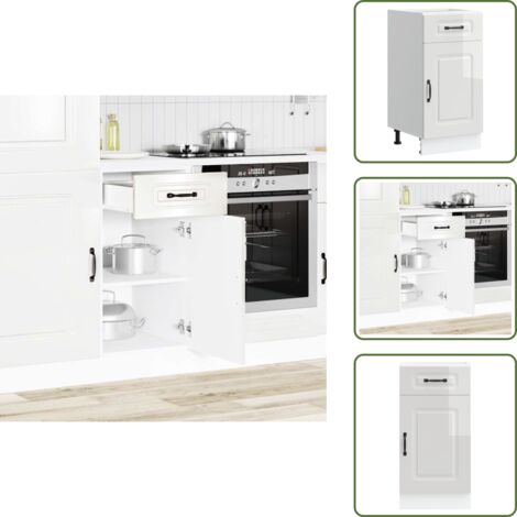 Armadio in legno - vidaXL Base da Cucina Kalmar Bianco Lucido in Legno Multistrato - Armadio con porte