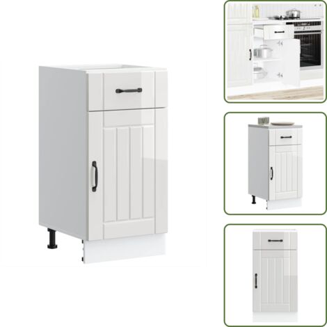 Armadio in legno - vidaXL Base da Cucina Lucca Bianco Lucido in Legno Multistrato - Armadio con porte