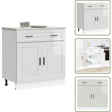 Armadio in legno - vidaXL Base da Cucina Porto Bianco Lucido in Legno Multistrato - Armadio con porte