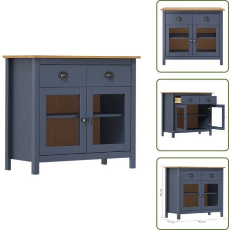 Armadio in legno - vidaXL Credenza Hill Grigia 90x40x80 cm in Legno Massello di Pino - Cassettiera in legno