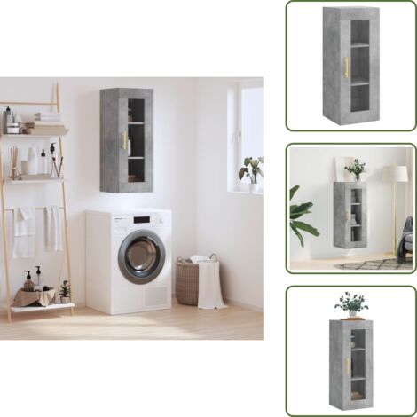 Armadio in legno - vidaXL Mobile a Parete Grigio Cemento 34,5x34x90 cm -