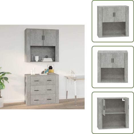 Armadio in legno - vidaXL Mobile a Parete Grigio Cemento 80x33x80 cm in Legno Multistrato - Armadio in legno multistrato