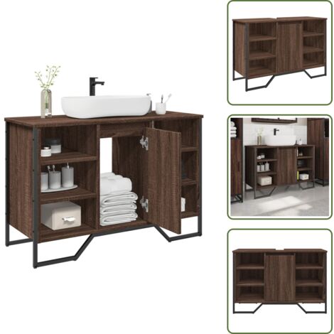 Armadio in legno - vidaXL Mobile Lavabo Bagno Rovere Marrone 91x35x60cm in Truciolato - Armadio in truciolato