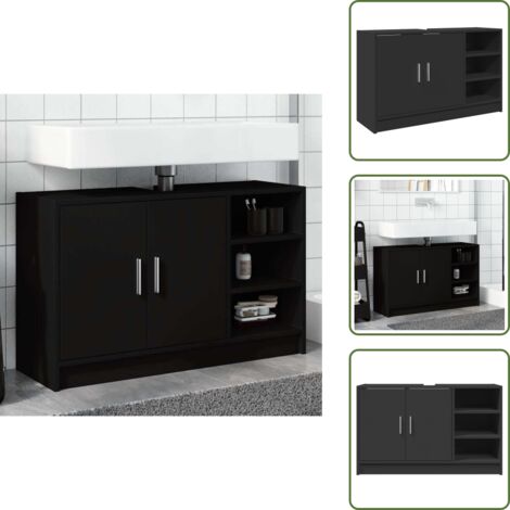 Armadio in legno - vidaXL Mobile Lavabo Nero 90x29x55 cm in Truciolato - Armadio in truciolato