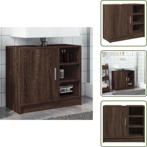 Armadio in legno - vidaXL Mobile Lavabo Rovere Fumo 63x29x55 cm in Truciolare - Armadio in truciolare