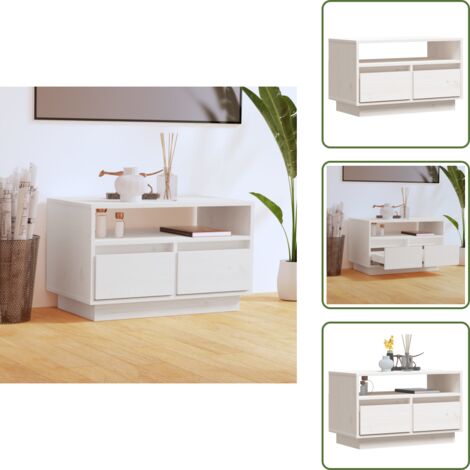 Armadio in legno - vidaXL Mobile Porta TV Bianco 60x35x37 cm in Legno Massello di Pino -