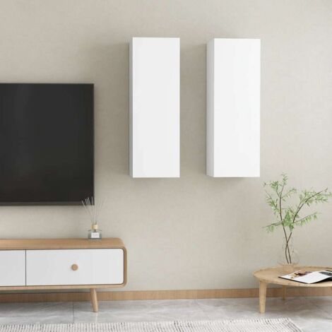 Armadio in legno - vidaXL Mobili Porta TV 2pz Bianchi 30,5x30x90 cm in Legno Multistrato - Armadio in truciolato