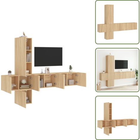 Armadio in legno - vidaXL Mobili TV a Muro 5pz Rovere Sonoma in Legno Multistrato - Armadio multistrato