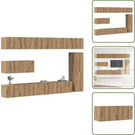 Armadio in legno - vidaXL Set Mobile TV 7 pz Montato a Parete Rovere in Legno Multistrato - Armadio in truciolato