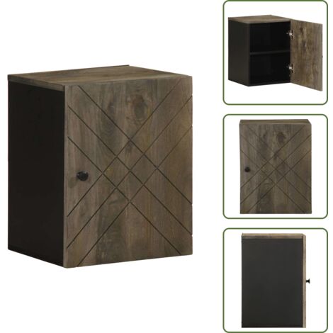 Armadio in mango - vidaXL Mobile da Bagno a Parete Nero 38x33x48 cm Legno Massello Mango -