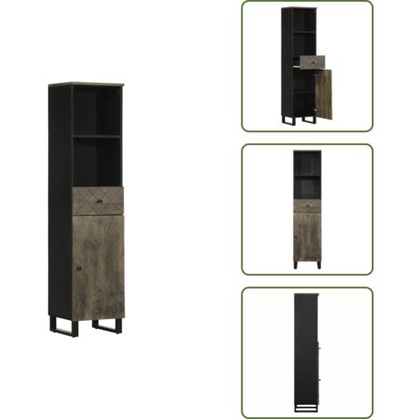 Armadio in mango - vidaXL Mobile da Bagno Nero 38x33x160 cm in Legno Massello di Mango - Armadio nero