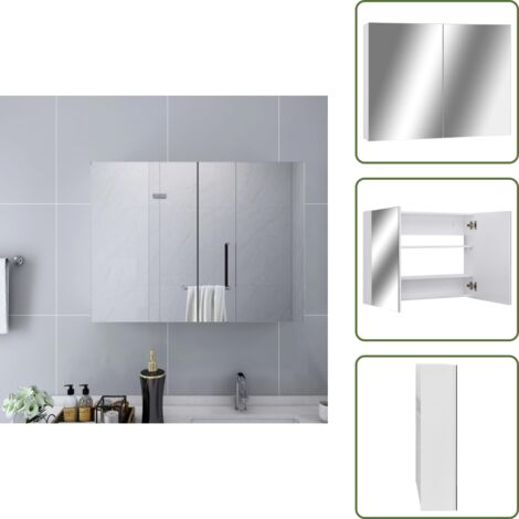 Armadio in MDF - vidaXL Armadietto a Specchio Bianco 80x15x60 cm in MDF - Armadio con ante