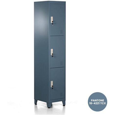 Armadio in metallo 3 ante 180X38X45 ceruleo