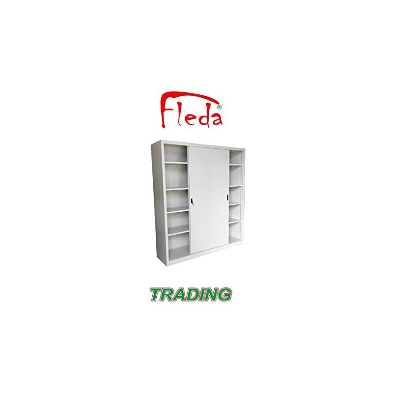 Image of Fleda Trading - Armadio in Metallo Ufficio/Archiviazione Ante Scorrevoli Dim. 120x45x200h cm montato