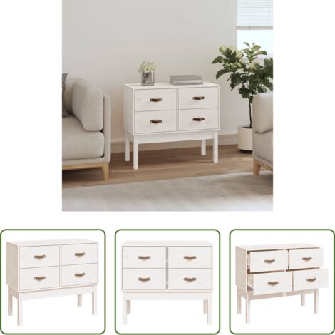 Armadio in pino -  Mobile Consolle Bianco 90x40x78 cm in Legno Massello di Pino