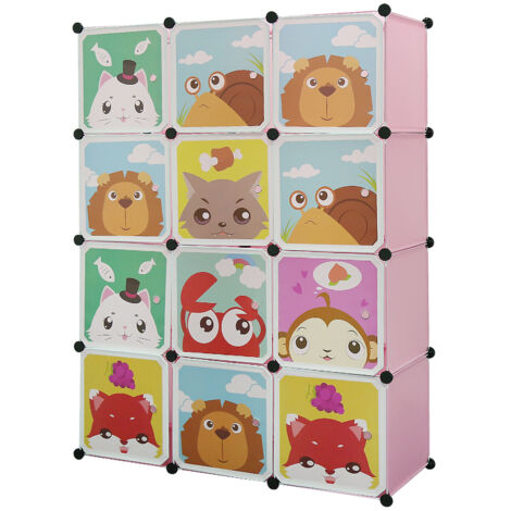 Armadio in Plastica,Scaffale Componibile con Ante,111×37×147cm,rosa