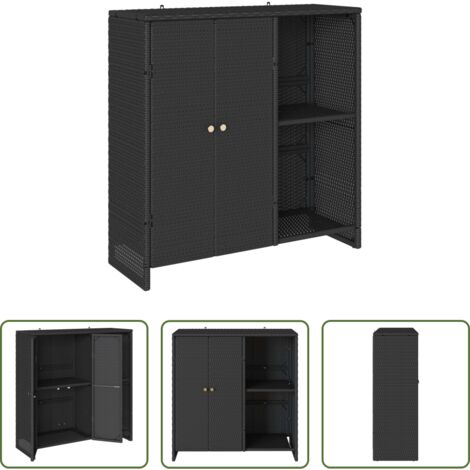 Armadio in rattan -  Armadio con lo scaffale con porta Nero 100 x 36 x 102 cm Rattan