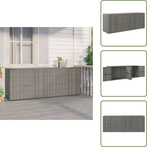 Armadio in rattan - vidaXL Mobile Portaoggetti da Giardino Grigio 198x55,5x80cm Polyrattan - Armadio in acciaio