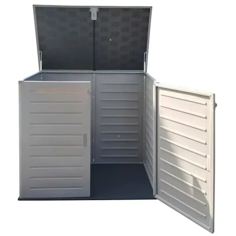 Armadio in Resina 140 cm Baule Esterno Bidoni Rifiuti Box da Giardino Balcone