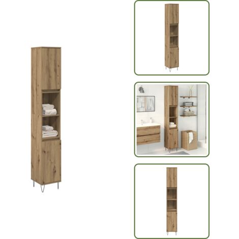 Armadio in truciolato - vidaXL Armadietto Bagno Rovere 30x30x190 cm Legno Multistrato - Armadio in ferro