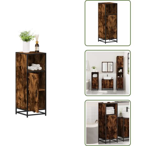 Armadio in truciolato - vidaXL Armadietto Bagno Rovere Fumo 35x37,5x100 cm Legno Multistrato - Armadio in metallo