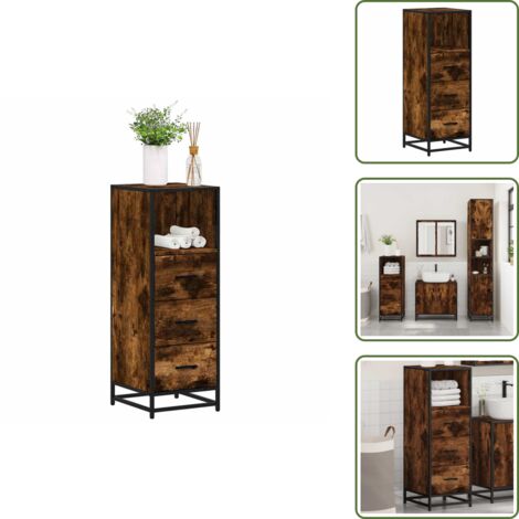 Armadio in truciolato - vidaXL Armadietto Bagno Rovere Fumo 35x37,5x100cm in Legno Multistrato - Armadio in metallo