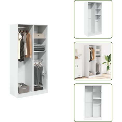Armadio in truciolato - vidaXL Armadio Bianco 100x50x200 cm in Legno Multistrato - Armadio con scomparti
