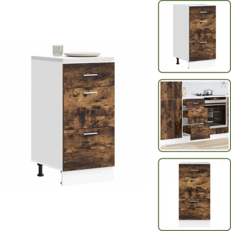 Armadio in truciolato - vidaXL Armadio Inferiore “Lyon” Rovere Fumo 40x46x81,5cm - Armadio in legno