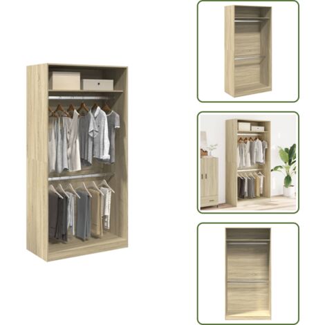 Armadio in truciolato - vidaXL Armadio Rovere Sonoma 100x50x200 cm in Legno Multistrato - Armadio rovere sonoma