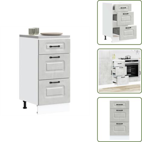 Armadio in truciolato - vidaXL Base da Cucina Kalmar Grigio Cemento in Legno Multistrato - Armadio grigio cemento