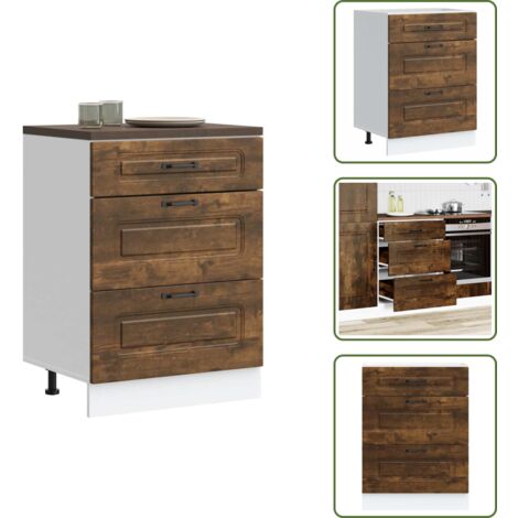 Armadio in truciolato - vidaXL Base da Cucina Kalmar Rovere Fumo in Legno Multistrato - Armadio con cassetto