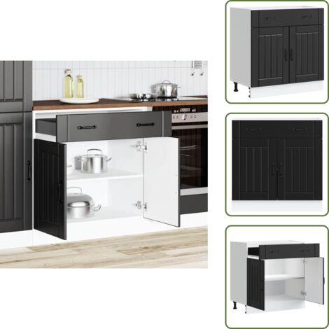Armadio in truciolato - vidaXL Base da Cucina Lucca Nero in Legno Multistrato - Armadio con porte