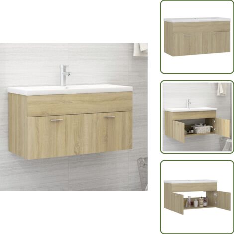 Armadio in truciolato - vidaXL Mobile Bagno con Lavabo Integrato Rovere Sonoma in Truciolato - Lavabo in ceramica