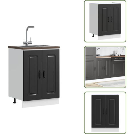 Armadio in truciolato - vidaXL Mobile base lavello Kalmar Nero 60x46x81,5 cm in Truciolato - Armadio per cucina
