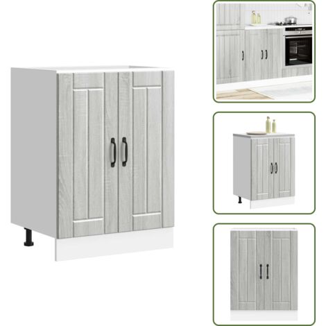 Armadio in truciolato - vidaXL Mobile Base Lavello Lucca Grigio Sonoma in Legno Multistrato - Armadio grigio sonoma