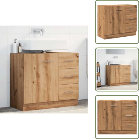 Armadio in truciolato - vidaXL Mobile Lavabo Rovere Artigianale 63x30x54 cm in Truciolato - Mobile in legno multistrato