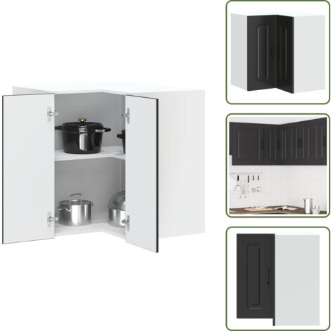 Armadio in truciolato - vidaXL Pensile da Cucina ad Angolo Kalmar Nero in Legno Multistrato - Armadio in legno